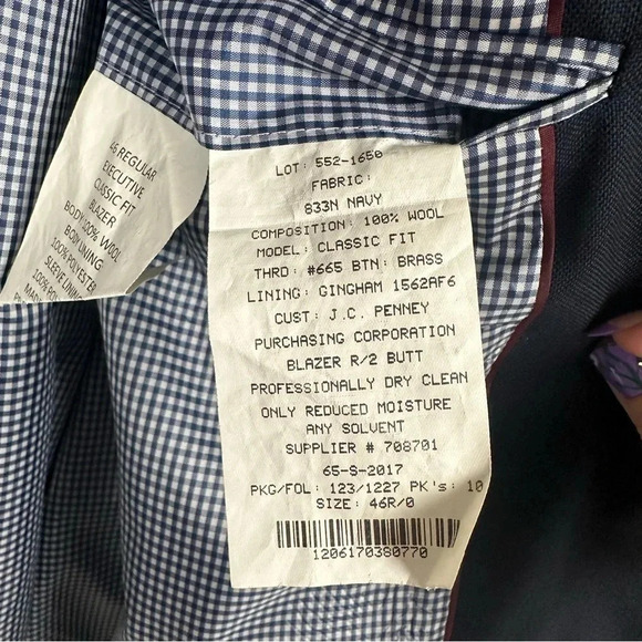 Stafford Men’s Wool Blazer Size 46R Navy Gold Button Single Breasted - Picture 7 of 12